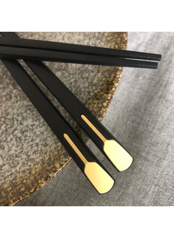 Chuangjian Source Factory Household Public Chopsticks Personalized Japanese Style Hotel Tableware Frosted Sushi Pointed Chopsticks-Color:Black Short Gold Tadpole  - Image 1