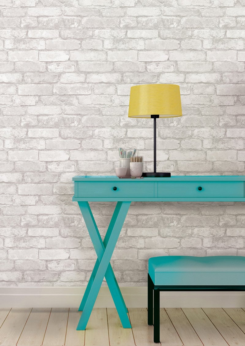 NuWallpaper NU3010 Grey and White Brick Peel & Stick Wallpaper, Multicolor - Image 2