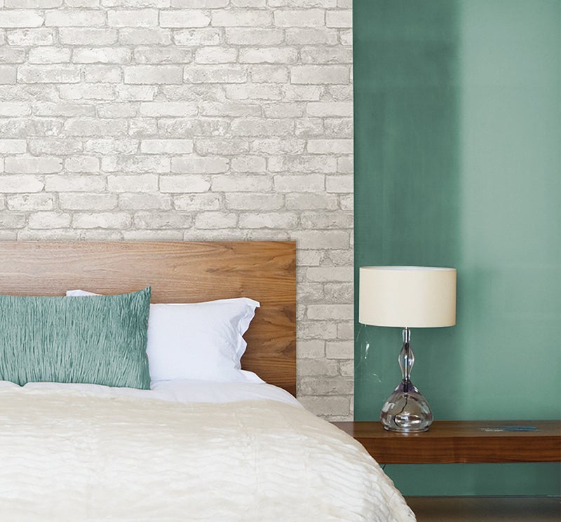 NuWallpaper NU3010 Grey and White Brick Peel & Stick Wallpaper, Multicolor - Image 5