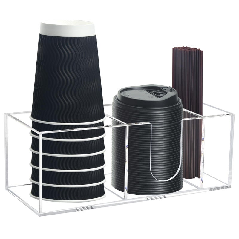 Goindy Coffee Bar Accessories and Organizer Disposable Cup Holder for Countertop Acrylic Storage and Organization for Cup Lid Stirrers Pod Farmhouse Table Decor - Image 2