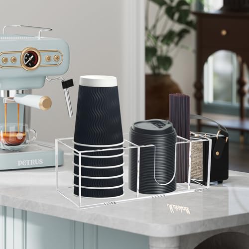 Goindy Coffee Bar Accessories and Organizer Disposable Cup Holder for Countertop Acrylic Storage and Organization for Cup Lid Stirrers Pod Farmhouse Table Decor - Image 3