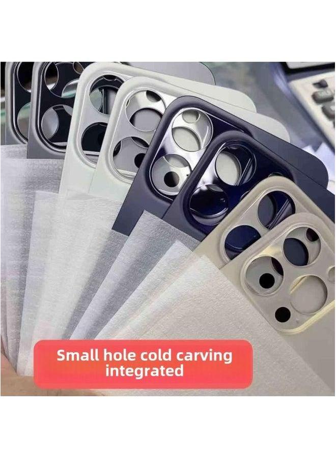 Remove-free Large Hole Back Cover Glass With Logo Small Electroplating Dripping Beads For Apple Mobile Phone 13/14/15-Color:Secondary Electroplating-small Cold Carving Integrated (equipped Polished Outer Ring Mirror Ring)-Dimensions:13PRO Silver - Image 5