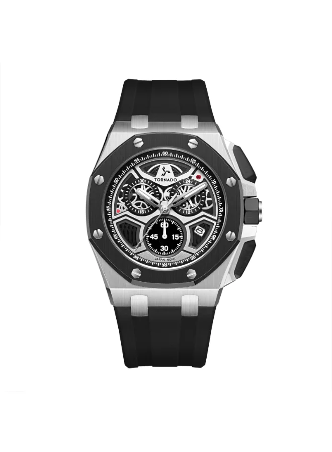 TORNADO Men's Silicone Chronograph Watch T25103-SSBB - 43mmx52mm mm