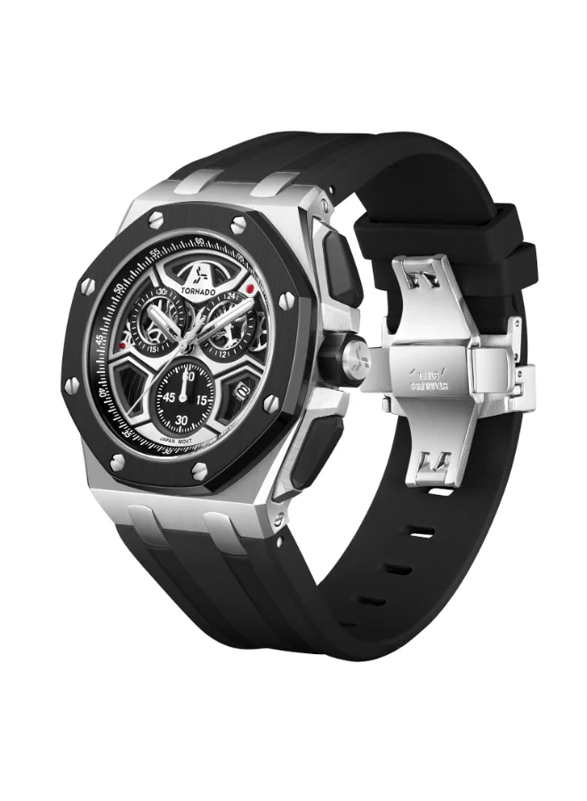 TORNADO Men's Silicone Chronograph Watch T25103-SSBB - 43mmx52mm mm