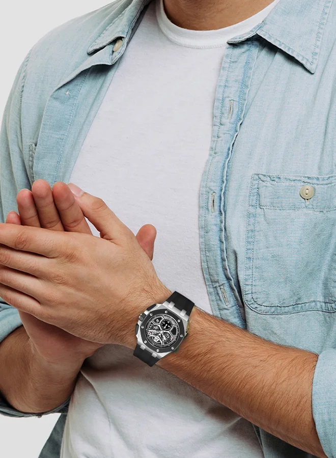 TORNADO  Men's High Quality Flexible And Durable Silicone Chronograph Watch T25103-SSBB - 43mm mm for Men | Best Price UAE