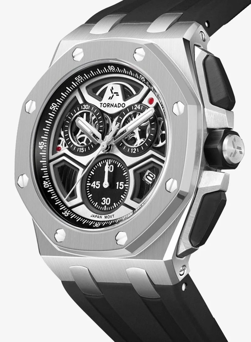 Tornado  Men's High Quality Flexible And Durable Silicone Chronograph Watch T25103-SSBB - 43mm mm for Men | Best Price UAE