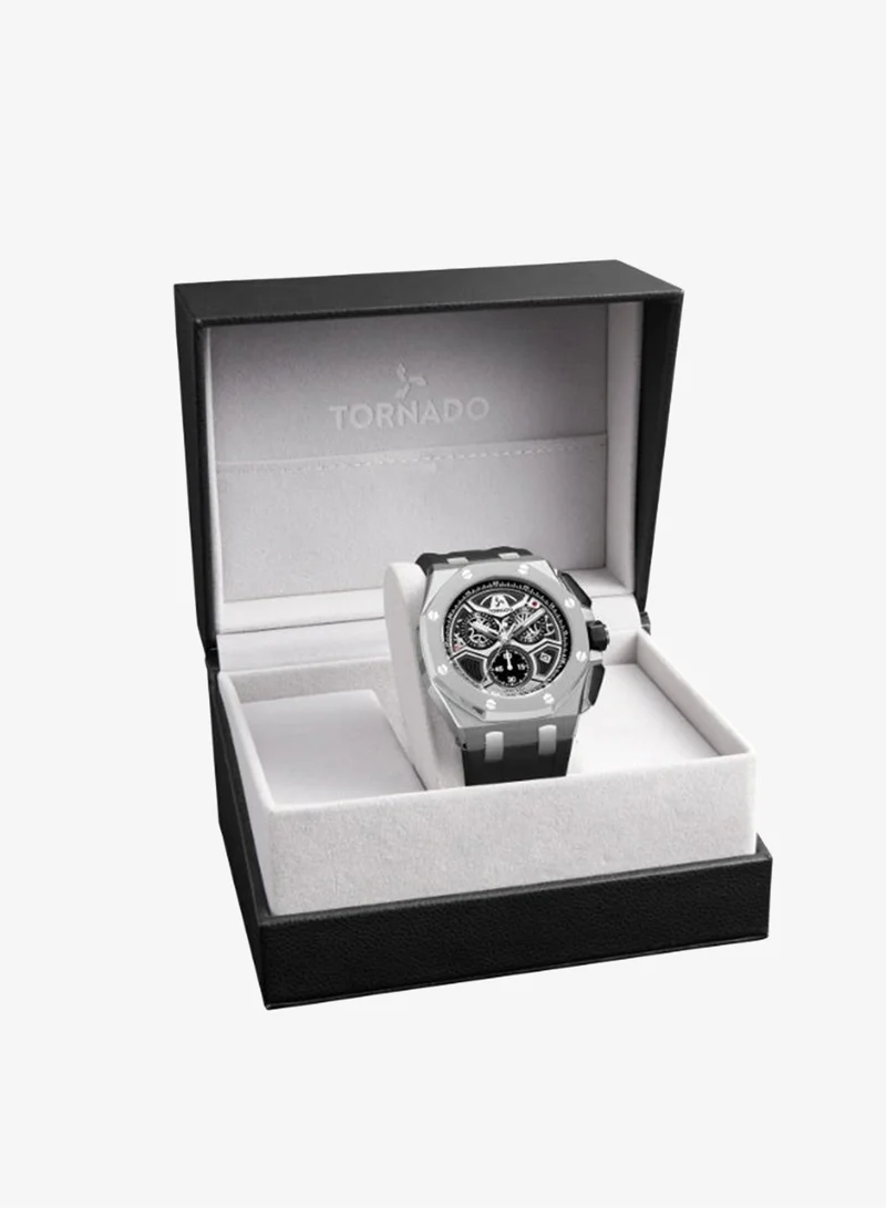 Tornado  Men's High Quality Flexible And Durable Silicone Chronograph Watch T25103-SSBB - 43mm mm for Men | Best Price UAE