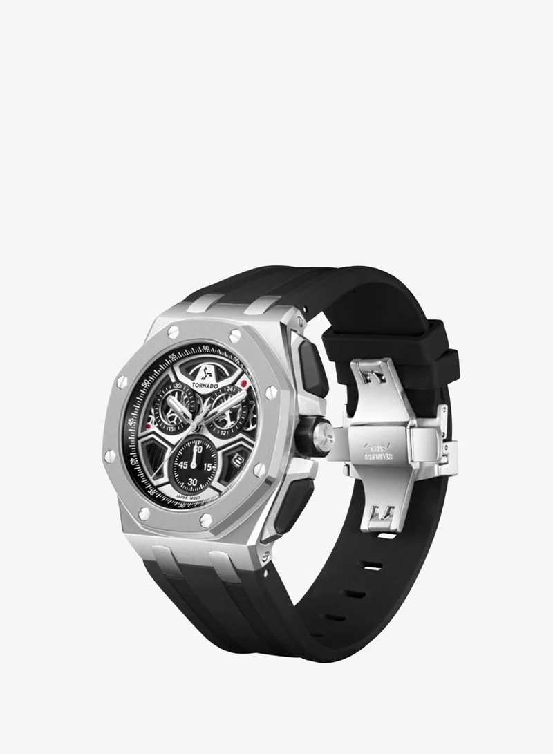 TORNADO Men's High Quality Flexible And Durable Silicone Chronograph Watch T25103-SSBB - 43mm mm