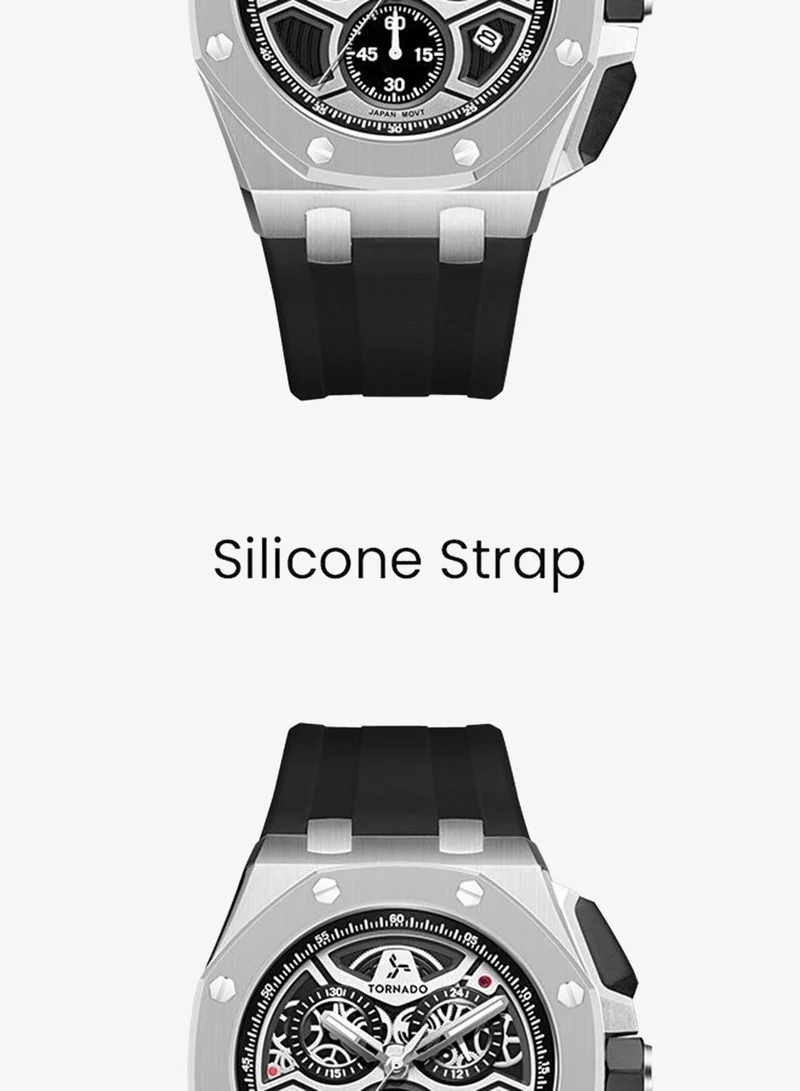 Tornado  Men's High Quality Flexible And Durable Silicone Chronograph Watch T25103-SSBB - 43mm mm for Men | Best Price UAE