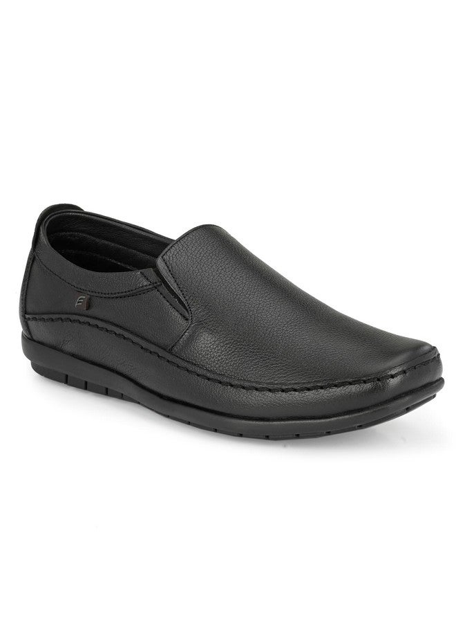 egoss Stretch Premium Genuine Leather Slip On Formal Shoes for Men (Black-6)-GS-245 - Image 1