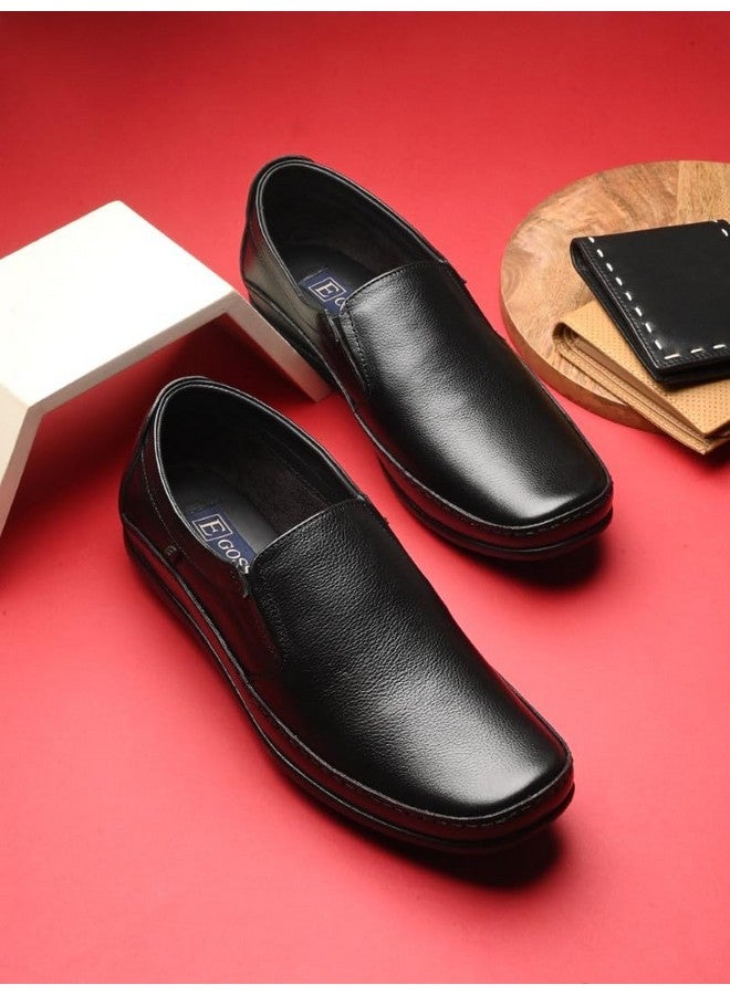 egoss Stretch Premium Genuine Leather Slip On Formal Shoes for Men (Black-6)-GS-245 - Image 2