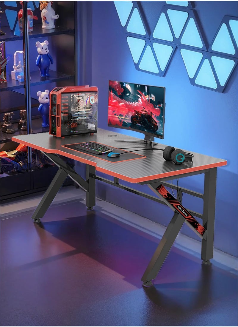 EqiEch Gaming Desk Carbon Fiber K-Shaped Game Table Home Office Computer Desk Gaming Table  - Image 1