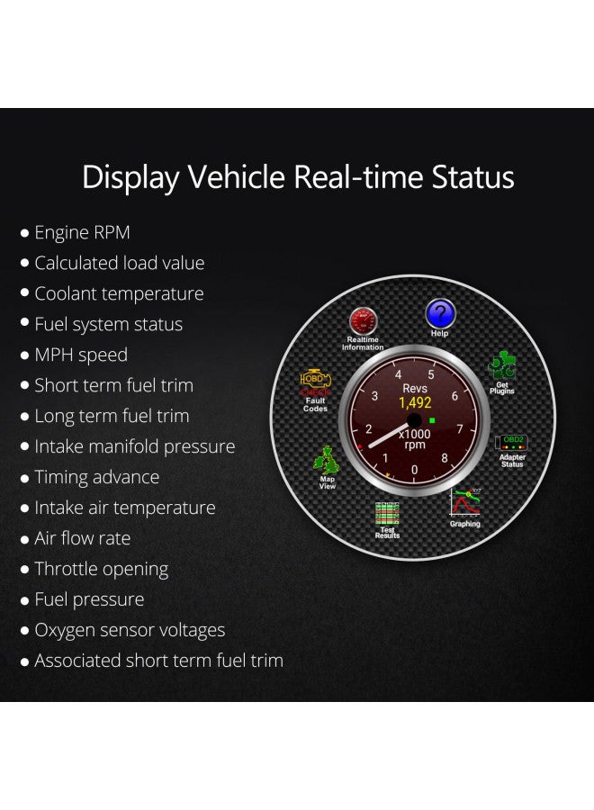 EONON 2024 Eonon Newest V0056 OBD2 OBDII, Diagnostic Scanner, Bluetooth Scan Tool Adapter ELM327 for Eonon GMA12S-U,UA12S-PLUS-U,E46A12S-U,VWA12S-U,E90A12S-U,Q03SE,Q50SE,Q53SE,Q63SE,Q65SE,Q80SE Car Stereo - Image 4