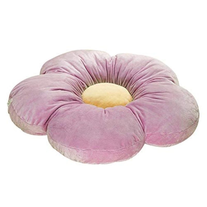 Peach Cuddle Flower Shaped Floor Cushion for Kids Room, Living Room, Luxury Kids Furnishing, Throw Pillow, Decorative Cushion, Nursery Décor, Velvet Cushion, (16x16 inch, Pack of 1, Purple) - Image 1
