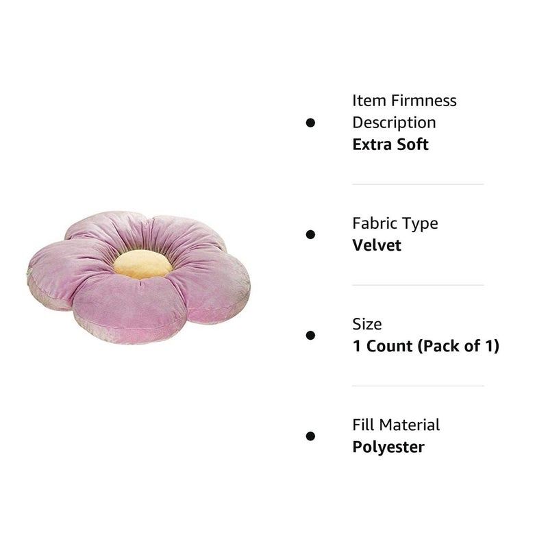 Peach Cuddle Flower Shaped Floor Cushion for Kids Room, Living Room, Luxury Kids Furnishing, Throw Pillow, Decorative Cushion, Nursery Décor, Velvet Cushion, (16x16 inch, Pack of 1, Purple) - Image 4