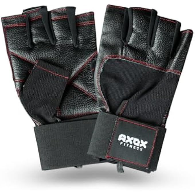AXOX Fitness Leather Weight Lifting Gloves – Medium, Premium Grip & Palm Protection For Gym, Strength Training, Crossfit & Heavy Workouts - Image 1