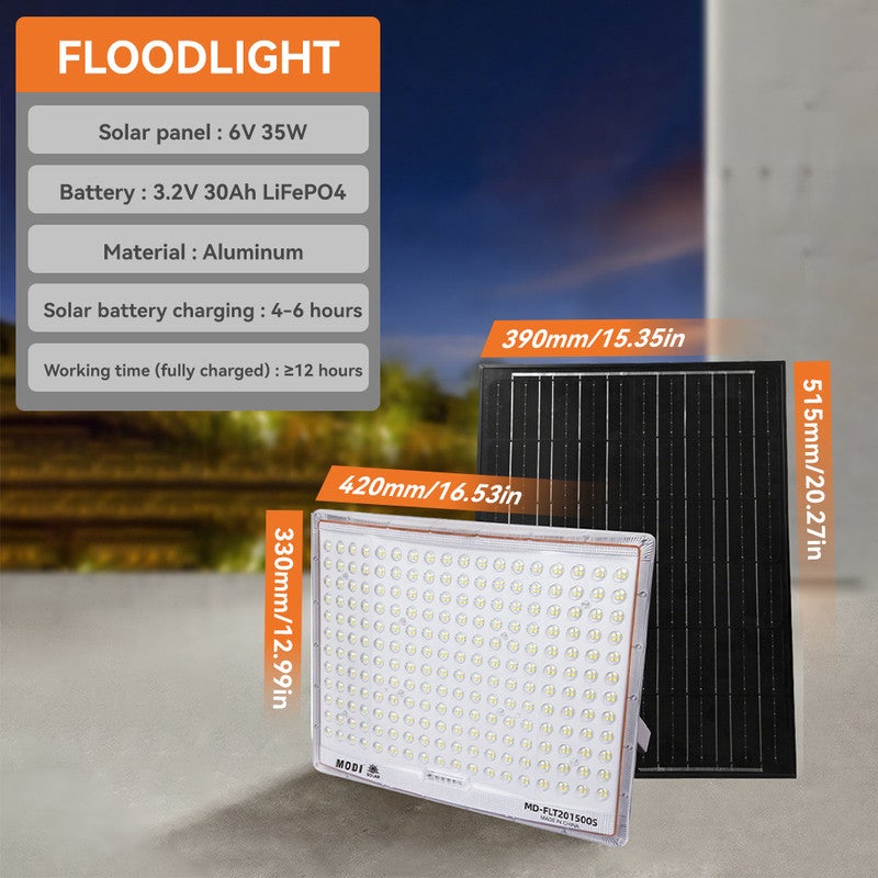 MODI Solar Flood Light Outdoor 1500W, 4M Cable Length, LED Security Lamp with Remote & Timer, 6500K Cool White, Wall Yard Garden Lighting - Image 3
