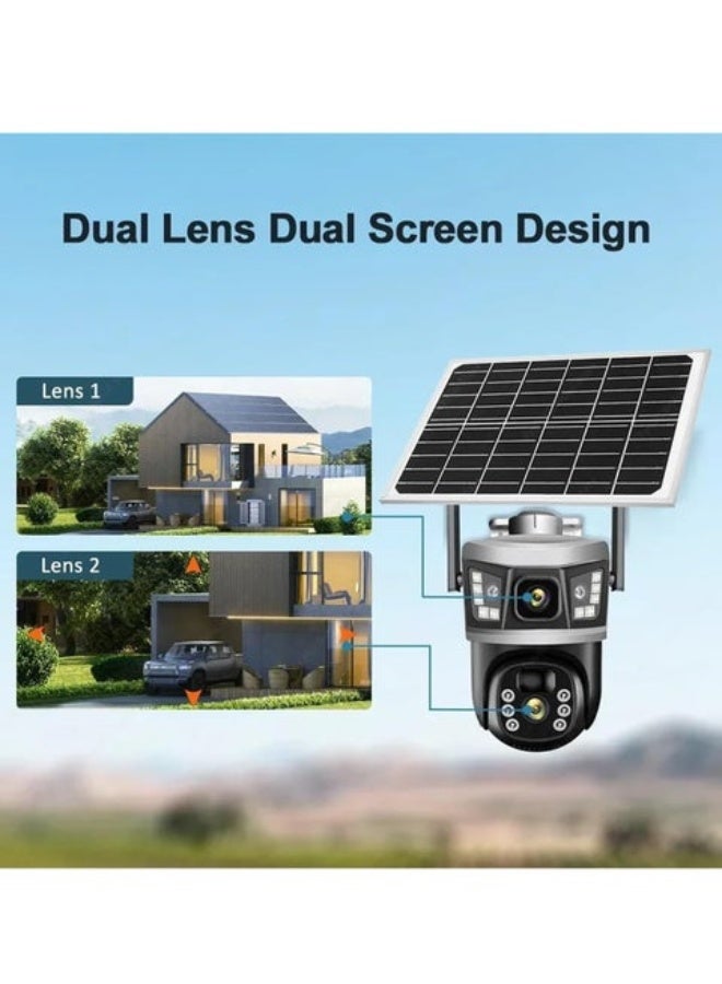 كاميرا مراقبة ذكية تعمل بالطاقة الشمسية HD مع تنبيه ذكي، كاميرا PTZ بدقة 8 ميجابكسل Ultra HD، تعمل بالطاقة الشمسية ولاسلكية، مزودة باتصال Wi-Fi بتقنية 4G، مخصصة للمراقبة الخارجية والأمن والحماية على مدار الساعة. - Image 2