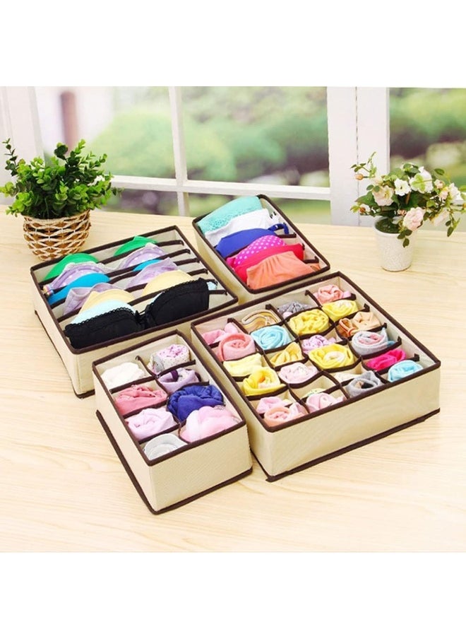BLOOMING TIME 4PCS Storage Boxes Underwear Closet Organizer Divider (Beige Set 4 Pcs)  - Image 2