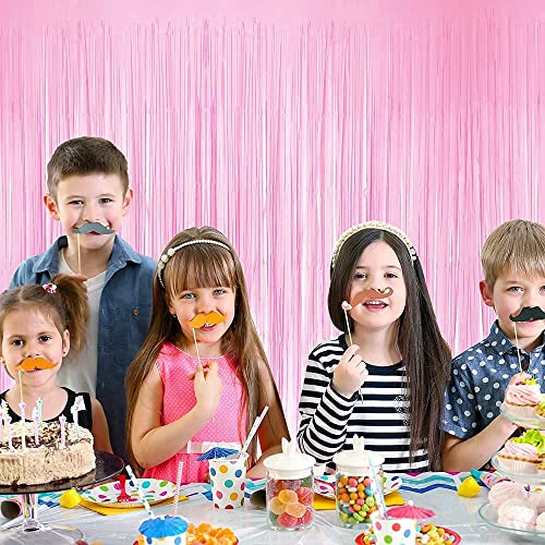 flavouredlove Pastel Color Foil Fringe Curtain(s) 3x6 Feet Each for Birthday, Anniversaries, Graduation, Retirement, Baby Shower Decoration (Pack of 2, Pastel Pink) - Image 4