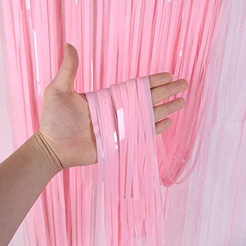 flavouredlove Pastel Color Foil Fringe Curtain(s) 3x6 Feet Each for Birthday, Anniversaries, Graduation, Retirement, Baby Shower Decoration (Pack of 2, Pastel Pink) - Image 1