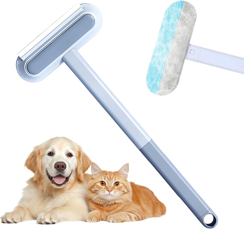 Tazweeq Pet Hair Remover, 4 in 1 Washable Long Handle Pet Hair Removal Brush, Upgrade Multifunctional Reusable Lint Brush Cat Hair Remover for Furniture, Bedding (Blue) - Image 1