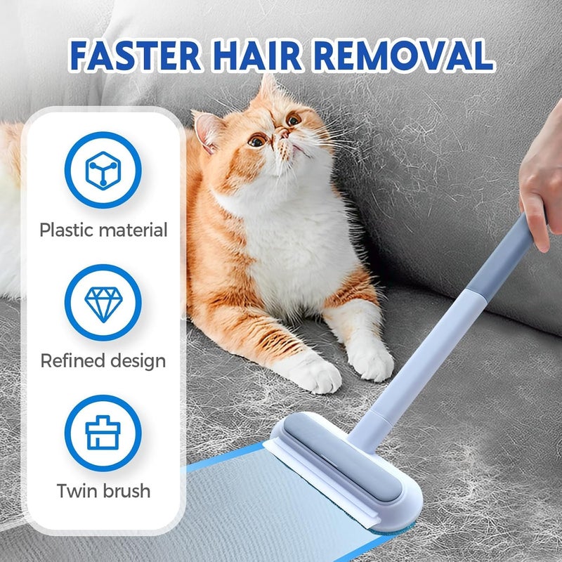 Tazweeq Pet Hair Remover, 4 in 1 Washable Long Handle Pet Hair Removal Brush, Upgrade Multifunctional Reusable Lint Brush Cat Hair Remover for Furniture, Bedding (Blue) - Image 5