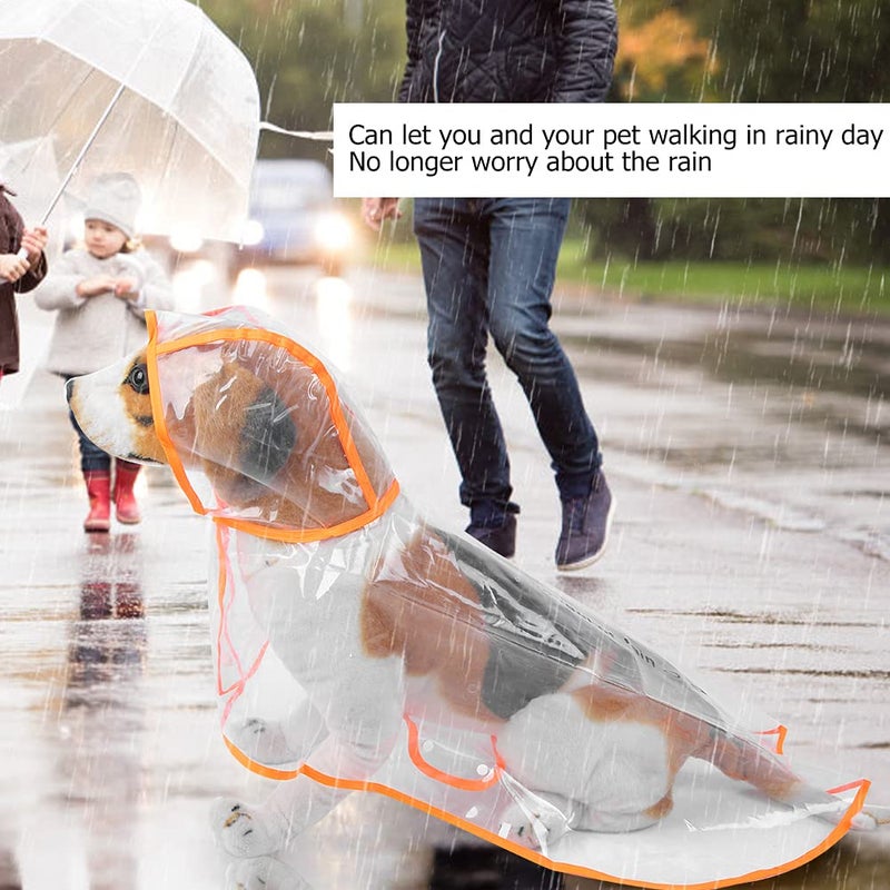 Transparent Orange Edge Waterproof Pet Raincoat With Hood Easy Buckle Design For Dogs Cats 3XL - Image 5