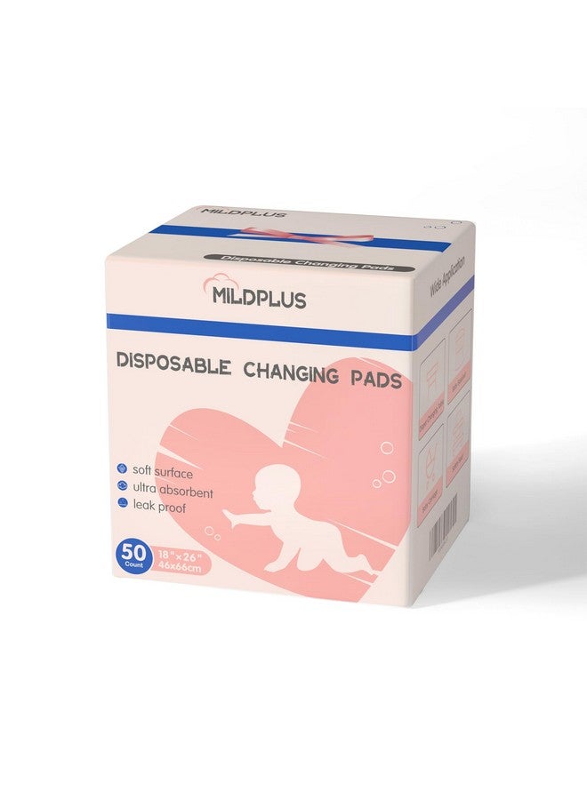 MILDPLUS Disposable Changing Pads Liners 18"x26"(50pcs) Baby Pads, Hot Air Cotton Surface Pee Pads, Waterproof & Absorbent Diaper Changing Pads, Disposable Underpads for Baby, Toddler or Pet - Image 1