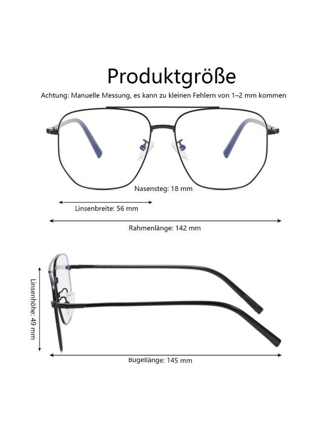 Junsika Square Aviator Glasses Blue Light Filter Glasses for Men and Women Classic Vintage Aviator Glasses Metal Frame Computer Glasses, A1: black, 56-18-145 - Image 5