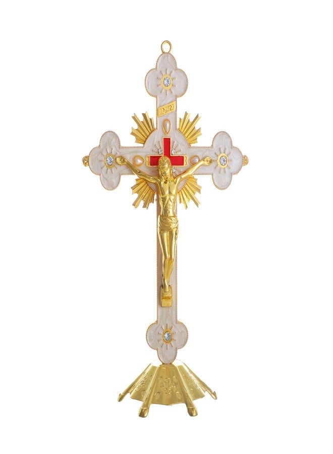 KOMI Catholic Metal Jesus Crucifix Detachable 8 Inch Standing Cross for Home Tabletop Office Church Christian Altar Decor - Image 1