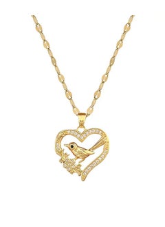 Home Clearance Sale Exquisite Love Heart Golden Bird Full zirconia Luxury Necklace, 14K Gold Plated Chain Female Neck Jewelry Gift  - Image 1