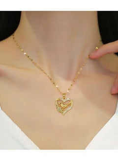 Home Clearance Sale Exquisite Love Heart Golden Bird Full zirconia Luxury Necklace, 14K Gold Plated Chain Female Neck Jewelry Gift  - Image 2