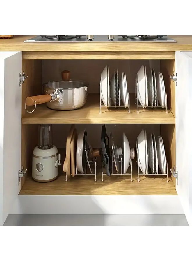 3 Tier Silvery Iron Pot Lid Rack Freestanding Kitchen Storage Shelf Organizer - Image 4