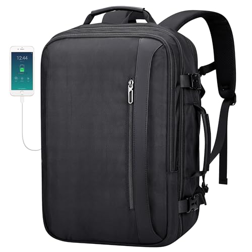 PIJUSHI Travel Backpack for Women Expandable Carry on Luggage Backpack Airline Approved TSA 16 Laptop Bag Business with USB PortPE034 Black - Image 1
