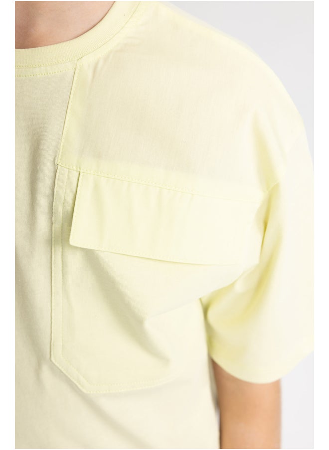DeFacto - Boy Oversize Fit Crew Neck Knitted Short Sleeve T-Shirt - Image 1