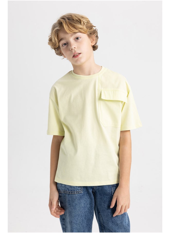 DeFacto - Boy Oversize Fit Crew Neck Knitted Short Sleeve T-Shirt - Image 1