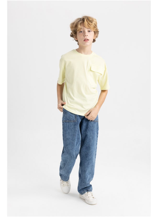 DeFacto - Boy Oversize Fit Crew Neck Knitted Short Sleeve T-Shirt - Image 1