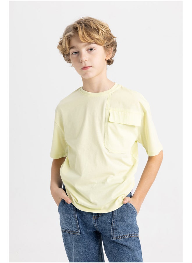 DeFacto - Boy Oversize Fit Crew Neck Knitted Short Sleeve T-Shirt - Image 1