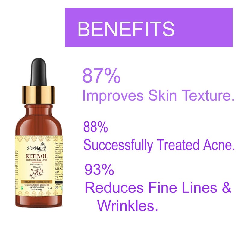Khadi Herbal Herbigiri Herbal Retinol Facial Serum Natural Glowing Beauty for AntiAging  Collagen Production Toxins Cleansing and Acne for All Skin Types Pack of 1 30ml - Image 3