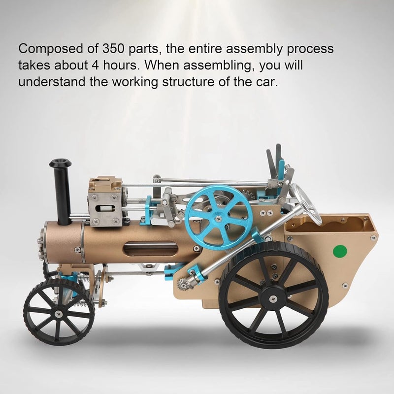 klarako Steam Engine Car Assembly Kit, DIY Metal Machinery Industrial Model Toy, DM34 Metal Engine Car Model, Mini Steam Engine Car Generator Model, Gift for Kids - Image 3