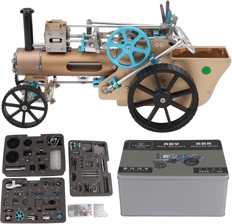 klarako Steam Engine Car Assembly Kit, DIY Metal Machinery Industrial Model Toy, DM34 Metal Engine Car Model, Mini Steam Engine Car Generator Model, Gift for Kids - Image 5
