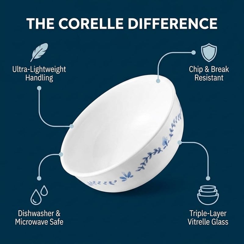 كوريل 1 Corelle أوعية الحساء والحبوب المقاومة للتشقق، 6 قطع، Portofino - Image 3