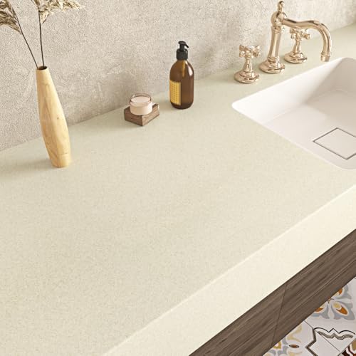 Wallderful Cream Beige Granite Contact Paper for Countertops Waterproof Crushed Stone Marble Wallpaper Peel and Stick Countertops Granite Nature Wallpaper Sticky for Kitchen Bathroom Cabinets Walls - Image 3