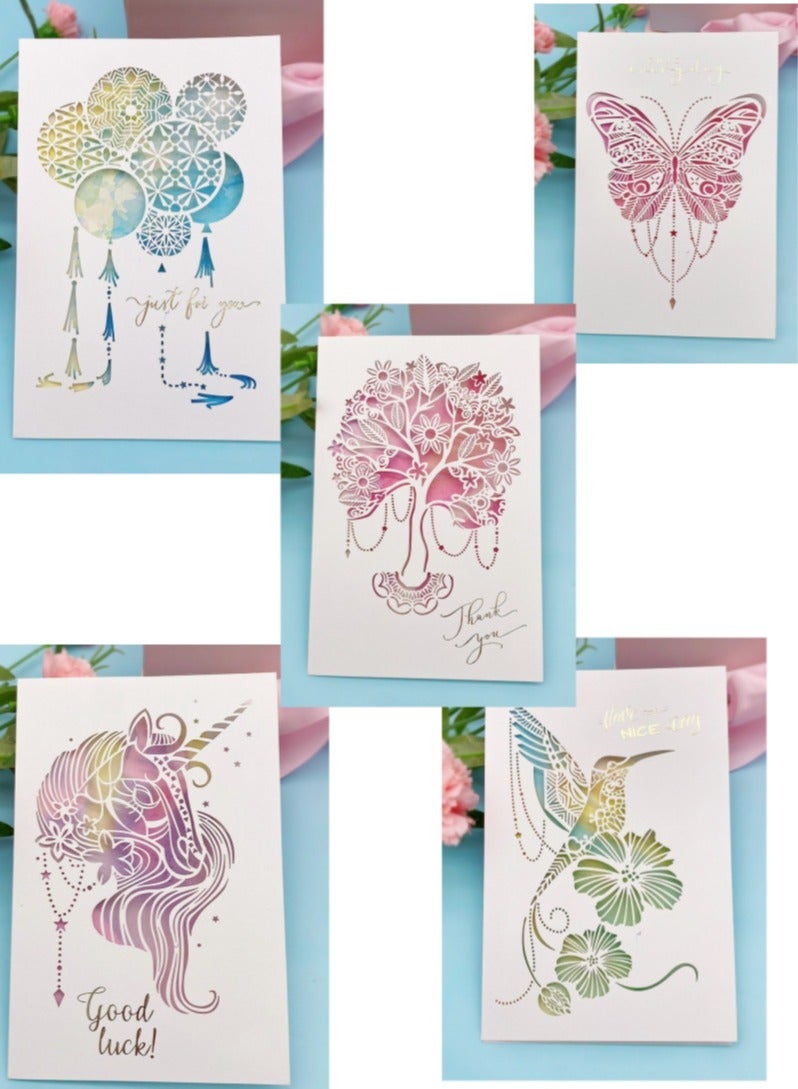 5-Piece 3D Pop Up Greeting Cards, Anniversary  Birthday Gift Card Holiday Greeting Cards with Envelope Decoration Cards for Her Mum Wife and Lovers，Gift Card，Birthday Card，Greeting Card - Image 1