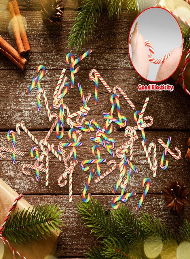 CANIPHA 60Pcs Christmas Candy Canes, Mini Canes Fake Candy Decorations, No Hole Hanging Candy Cane Beads Candy for Christmas DIY Craft, Tiny Polymer Clay Candy Cane Ornaments Christmas Tree Hanging Decoration - Image 2