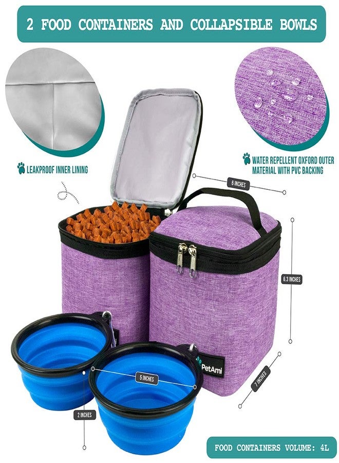 PetAmi Dog Travel Bag Backpack, Airline Approved Dog Bags for Traveling, Puppy Diaper Bag Supplies, Pet Camping Essentials Hiking Accessories Dog Mom Gift, Food Container, Collapsible Bowls, Purple - Image 4