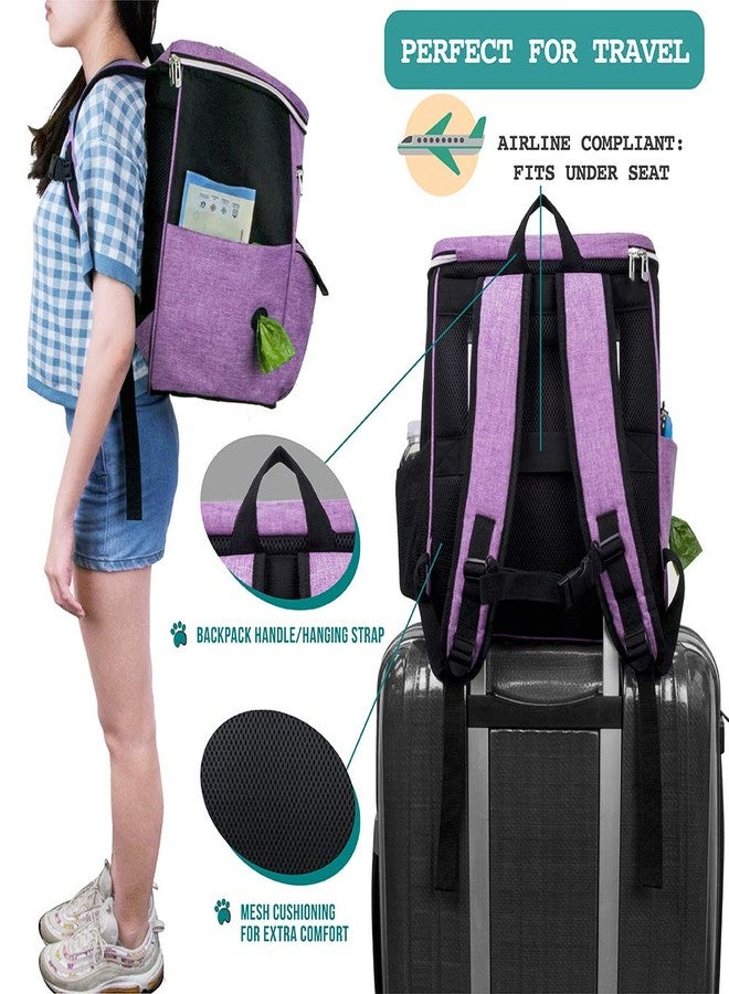 PetAmi Dog Travel Bag Backpack, Airline Approved Dog Bags for Traveling, Puppy Diaper Bag Supplies, Pet Camping Essentials Hiking Accessories Dog Mom Gift, Food Container, Collapsible Bowls, Purple - Image 5