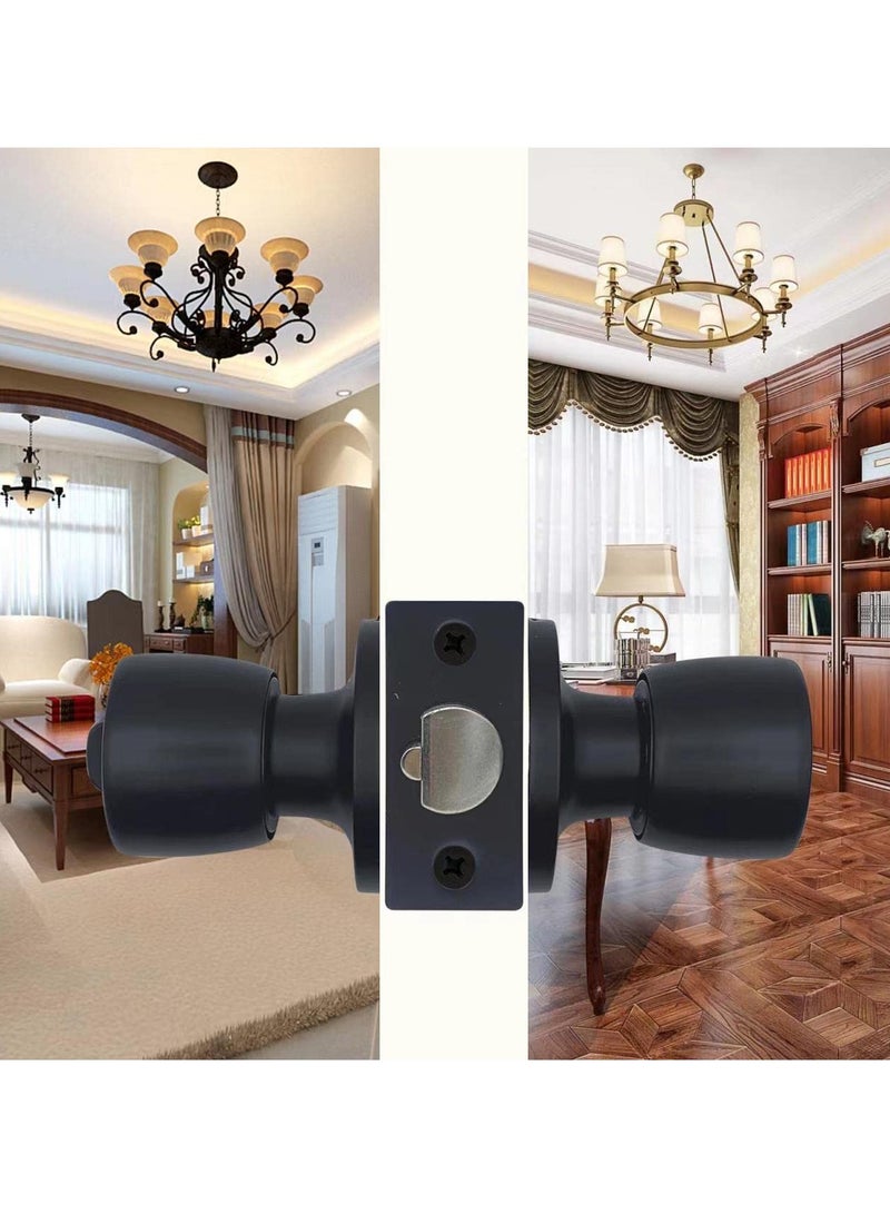SYOSI مقبض باب دخول بدون مفتاح دائري قفل قبة للداخل والخارج مقبض باب داخلي بدون قفل مقبض باب دائري دخول بدون مفتاح لغرفة النوم والحمام أسود غير لامع بدون مفتاح 1 حزمة - Image 3
