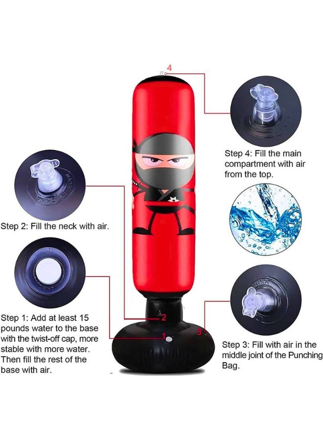 Chase Up Inflatable Punching Bag, 63'' Kids Punching Bag Inflatable Punching Bag for Kids Birthday Gift for Boys Girls, Inflatable Boxing Bag for Practicing Karate, Taekwondo - Image 3